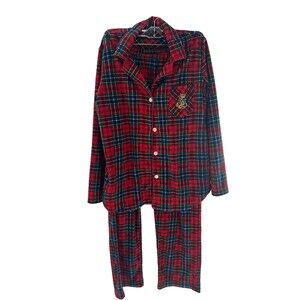 Women's Lauren Ralph Lauren Plaid Long Sleeve Pajama Set Size S